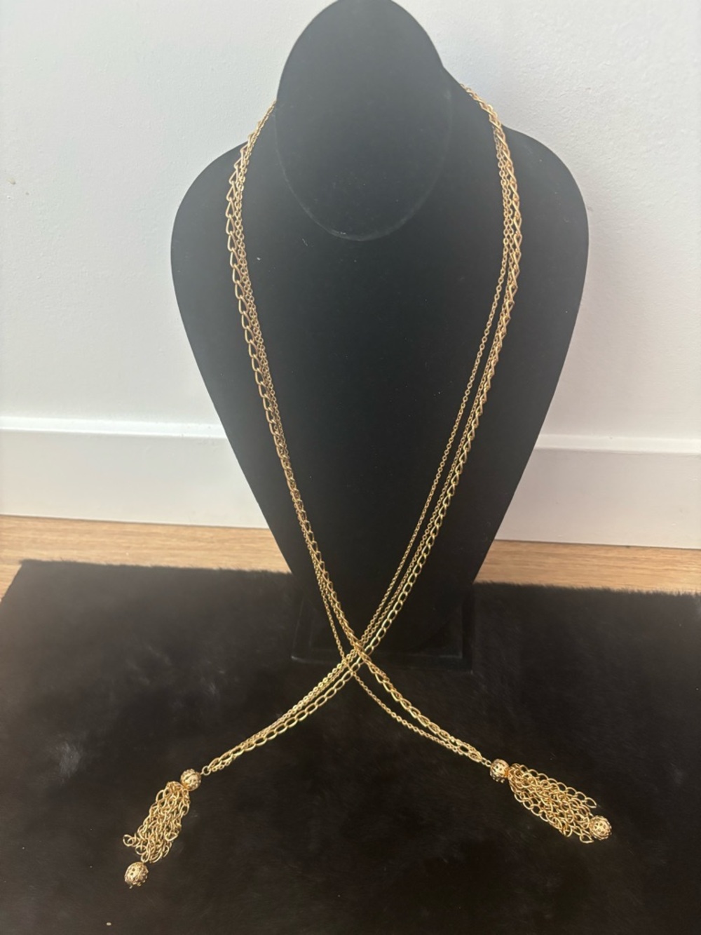 Gold-Tone Multi-Strand Lariat Necklace